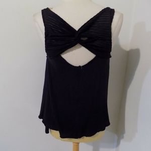 Free People Black Top w/ Back Cross Straps, XSmall